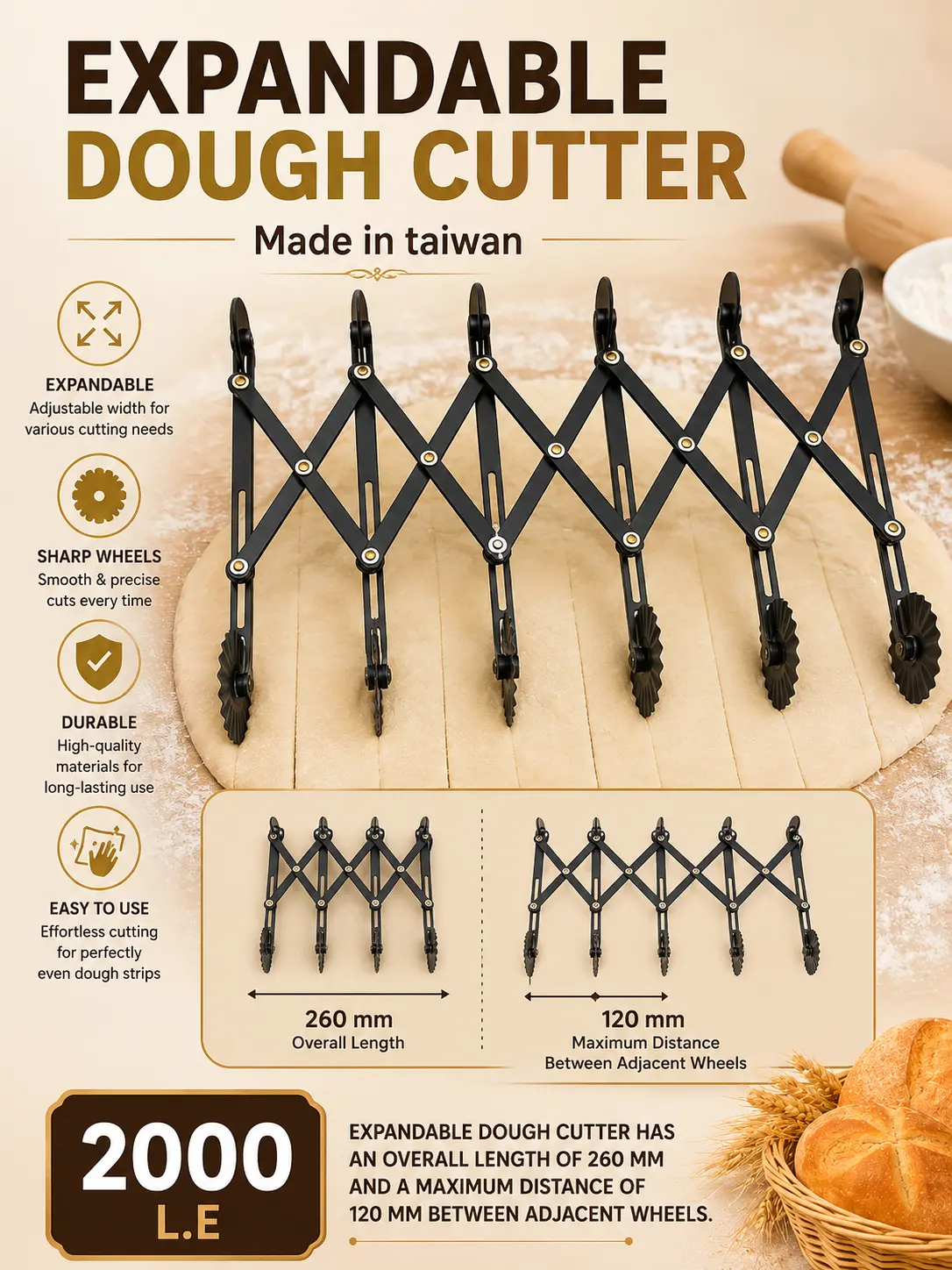 Expandable dough cutter