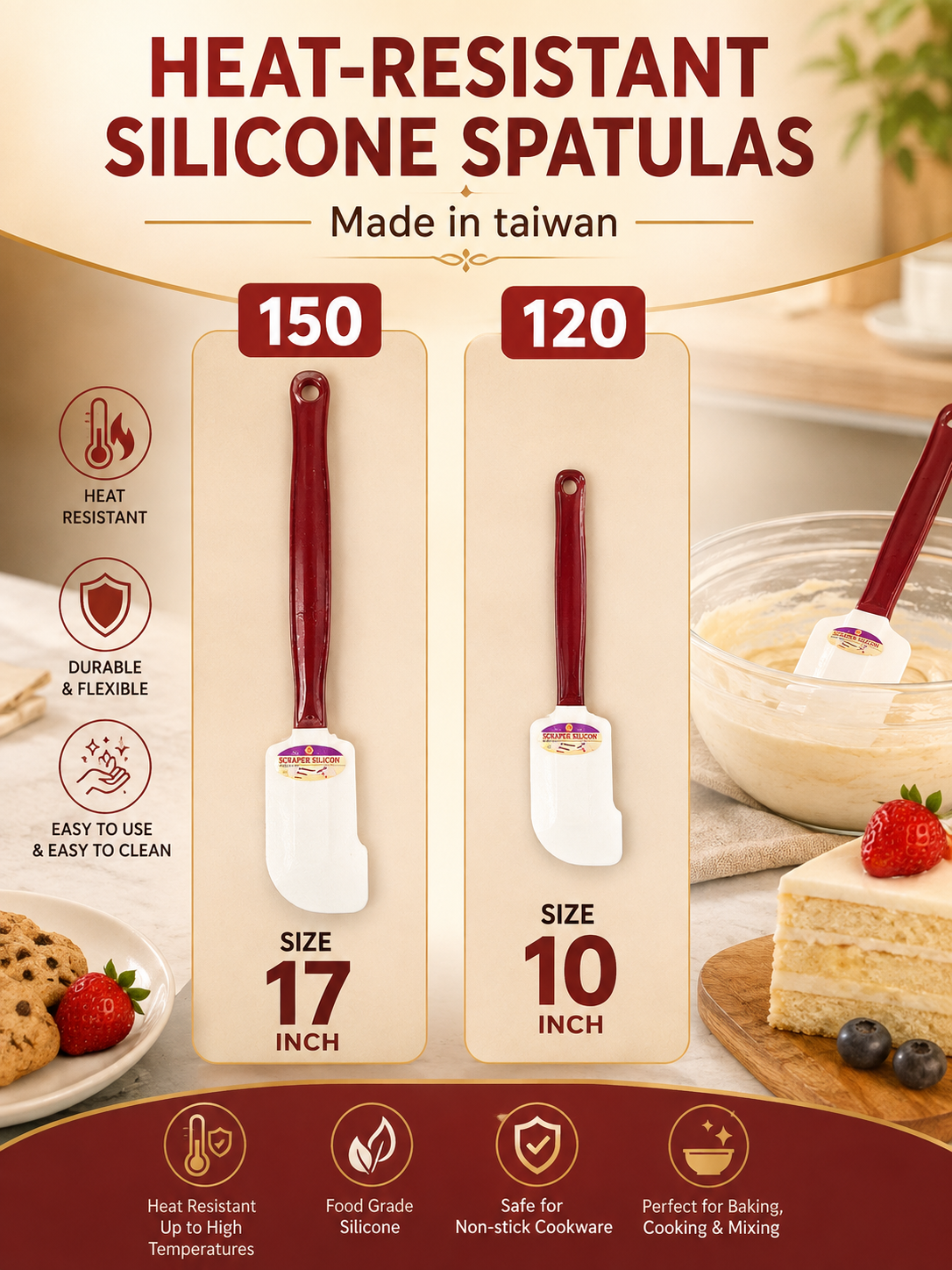 Heat-resistant silicone spatulas
